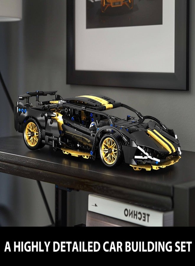 GEVINST Collectible Sports Race Cars Building Set, Model Car Kits for Boys 8-12 and up Adults, 1:14 Scale Black Gold Supercar Gifts (1309 PCS) - Image 3